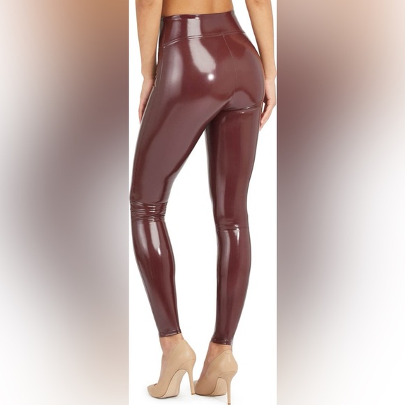 Spanx Leggings Faux‎ Patent Leather in Ruby M - Picture 1 of 10